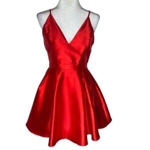 Maniju A-Line V-Neck Spaghetti Strap Red Dress Size Medium